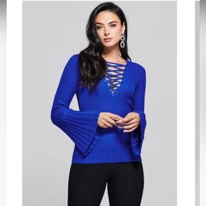 Marciano Vibrant Blue Lace-Up Top - Size S